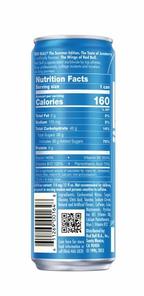 Red Bull Blue Edition  Energy Drink  Blueberry  8 4 Fl Oz Can  Pack of 24 