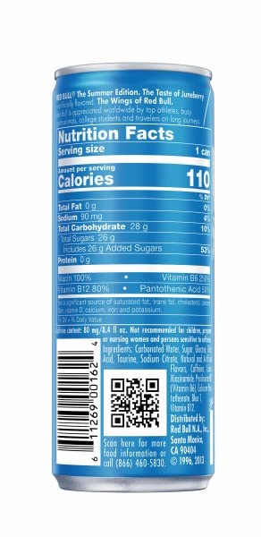 Red Bull Blue Edition  Energy Drink  Blueberry  8 4 Fl Oz Can  Pack of 24 