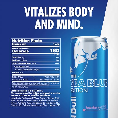 Red Bull Blue Edition  Energy Drink  Blueberry  8 4 Fl Oz Can  Pack of 24 