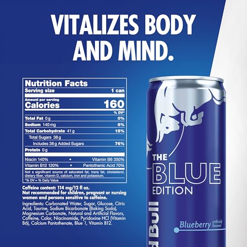 Red Bull Blue Edition  Energy Drink  Blueberry  8 4 Fl Oz Can  Pack of 24 