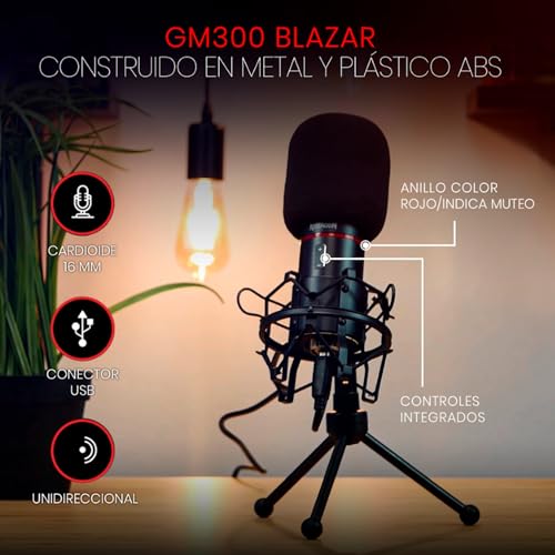 Redragon Blazar GM300 USB Gamer and Streamer Condenser Microphone Black