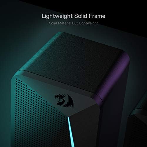 Redragon GS510 RGB Desktop Speakers  2 0 Channel PC Computer Speaker with 4 Colorful LED Backlight Modes  Enhanced Bass and Easy Access Volume Control  USB Powered w/ 3 5mm Cable