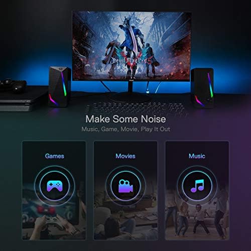 Redragon GS510 RGB Desktop Speakers  2 0 Channel PC Computer Speaker with 4 Colorful LED Backlight Modes  Enhanced Bass and Easy Access Volume Control  USB Powered w/ 3 5mm Cable