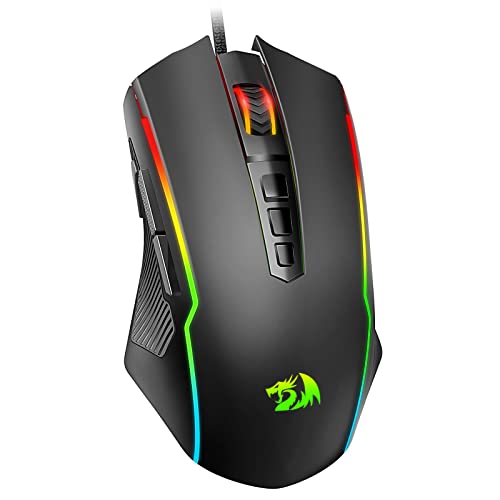 Redragon Gaming Mouse  Wired Gaming Mouse with RGB Backlit  8000 DPI Adjustable  Mouse with 9 Programmable Macro Buttons & Fire Button  Software Supports DIY Keybinds  M910 K