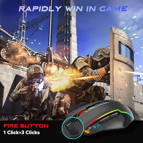 Redragon Gaming Mouse  Wired Gaming Mouse with RGB Backlit  8000 DPI Adjustable  Mouse with 9 Programmable Macro Buttons & Fire Button  Software Supports DIY Keybinds  M910 K