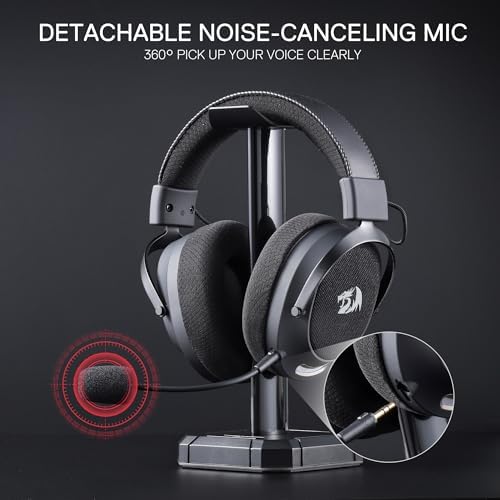 Redragon H858 3 Mode Wireless Gaming Headset  7 1 Surround Sound  53 mm Drivers  Memory Foam Ear Pads  Detachable Noise canceling Microphone  Over Ear Headphones Works for Mobile  PC/PS5/NS