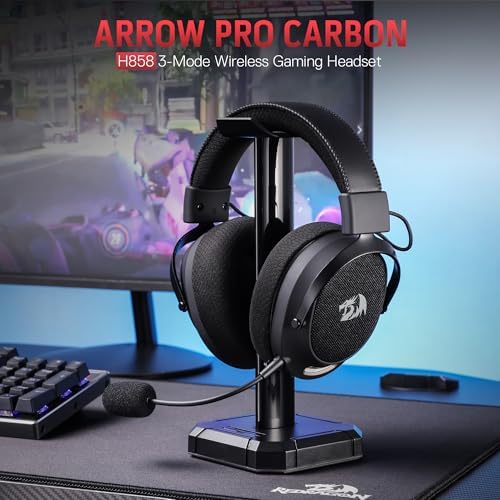 Redragon H858 3 Mode Wireless Gaming Headset  7 1 Surround Sound  53 mm Drivers  Memory Foam Ear Pads  Detachable Noise canceling Microphone  Over Ear Headphones Works for Mobile  PC/PS5/NS
