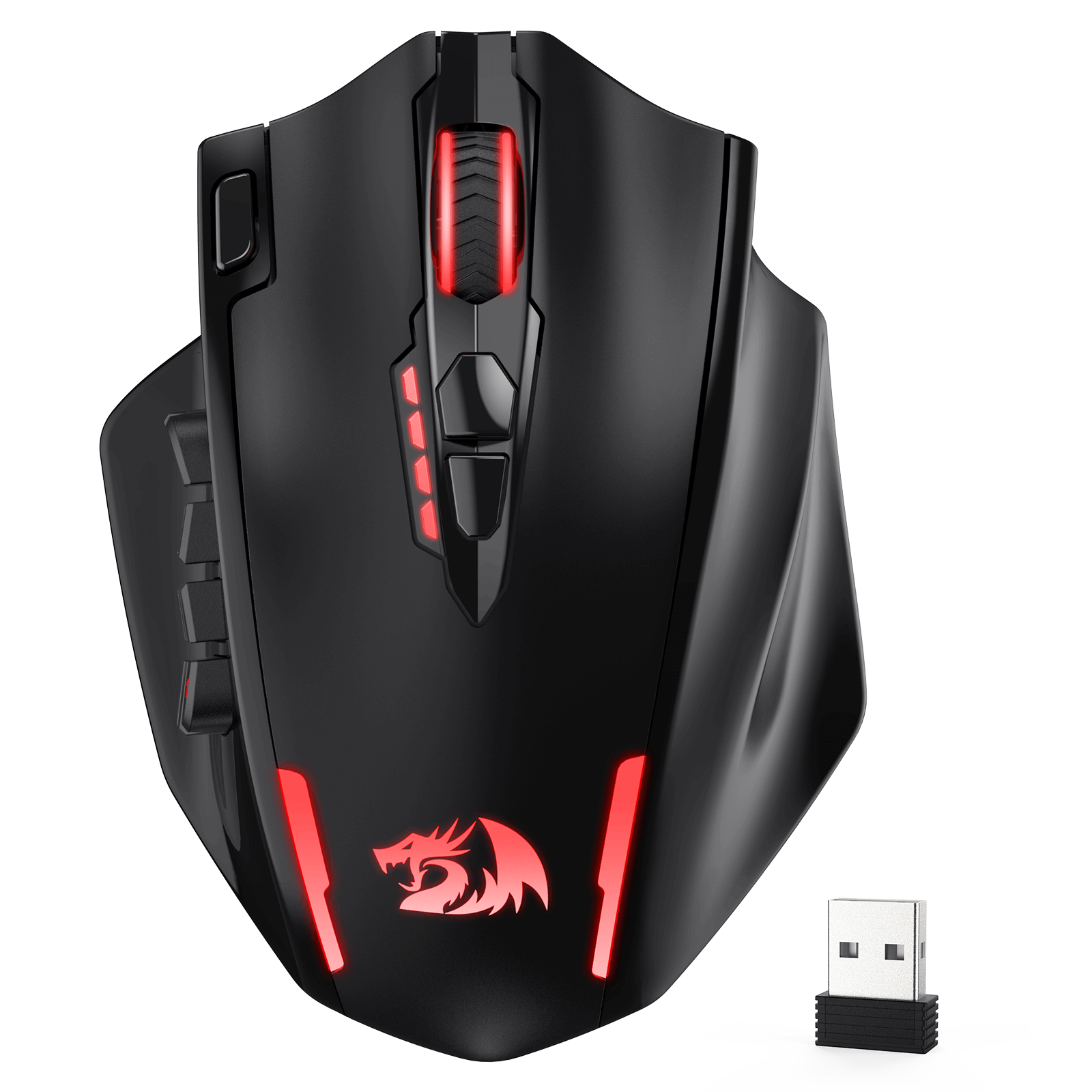 Redragon Impact Elite M913 Ratón Gamer Inalámbrico RGB, 16 Botones Programables, Sensor Óptico Pixart 3395, Conexión Tri-Mode