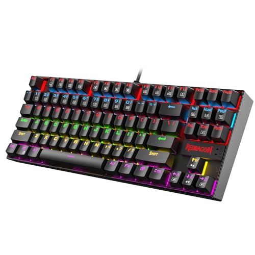 Redragon K552 Mechanical Gaming Keyboard  87 Key Compact  LED Gaming Keyboard with Red Switches  Anti Ghosting  Metal Frame for PC Gaming & Typing  Beginner Friendly  Black 