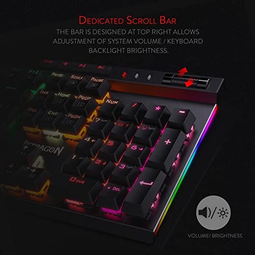 Redragon Teclado mecánico para juegos K580 VATA RGB LED retroiluminado con teclas macro y controles de medios dedicados, enchufe intercambiable en caliente, grabación macro integrada (interruptores