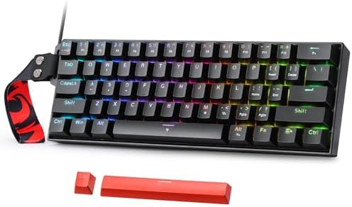 Redragon K617 HE Rapid Trigger Gaming Keyboard  60  61 Keys Wired Mechanical Keyboard w/Hyper Fast Actuation  Dedicated Hall Effect Magnetic Switch  Actuation Point Adjustable  Strap Version