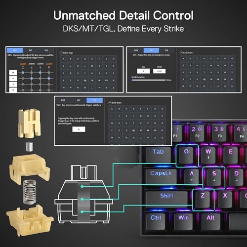 Redragon K617 HE Rapid Trigger Gaming Keyboard  60  61 Keys Wired Mechanical Keyboard w/Hyper Fast Actuation  Dedicated Hall Effect Magnetic Switch  Actuation Point Adjustable  Strap Version