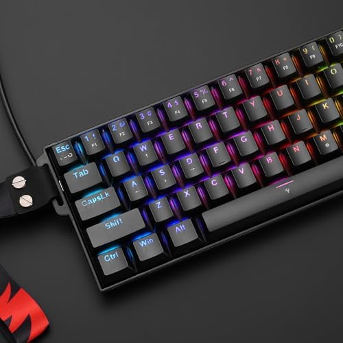 Redragon K617 HE Rapid Trigger Gaming Keyboard  60  61 Keys Wired Mechanical Keyboard w/Hyper Fast Actuation  Dedicated Hall Effect Magnetic Switch  Actuation Point Adjustable  Strap Version