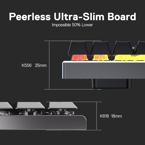 Redragon K618 PRO 3 Mode Wireless RGB Mechanical Keyboard  BT/2 4Ghz/Wired Low Profile Win/Mac Gaming Keyboard w/Ultra Thin Design  Dedicated Media Control & Linear Red Switch