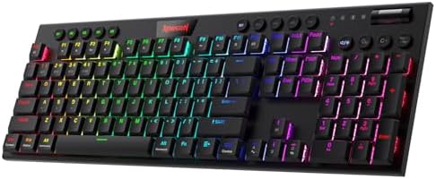 Redragon K618 PRO 3 Mode Wireless RGB Mechanical Keyboard  BT/2 4Ghz/Wired Low Profile Win/Mac Gaming Keyboard w/Ultra Thin Design  Dedicated Media Control & Tactile Blue Switch