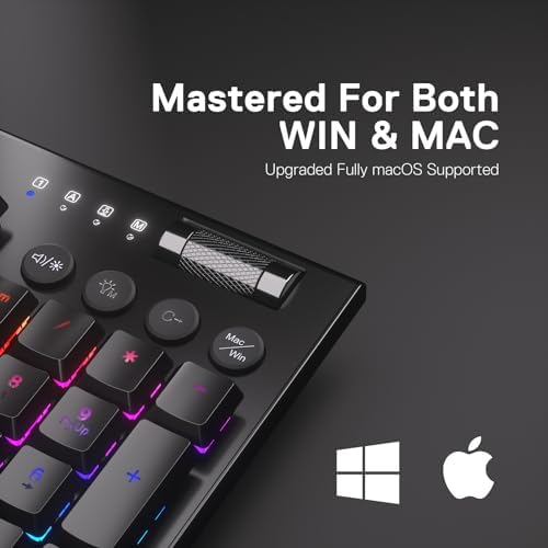 Redragon K618 PRO 3 Mode Wireless RGB Mechanical Keyboard  BT/2 4Ghz/Wired Low Profile Win/Mac Gaming Keyboard w/Ultra Thin Design  Dedicated Media Control & Tactile Blue Switch