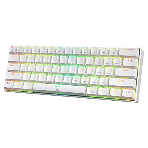 Redragon K630 Dragonborn 60  Wired RGB Gaming Keyboard  61 Keys Compact Mechanical Keyboard with Linear Red Switch  Pro Driver Support  White