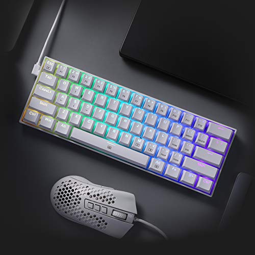 Redragon K630 Dragonborn 60  Wired RGB Gaming Keyboard  61 Keys Compact Mechanical Keyboard with Linear Red Switch  Pro Driver Support  White