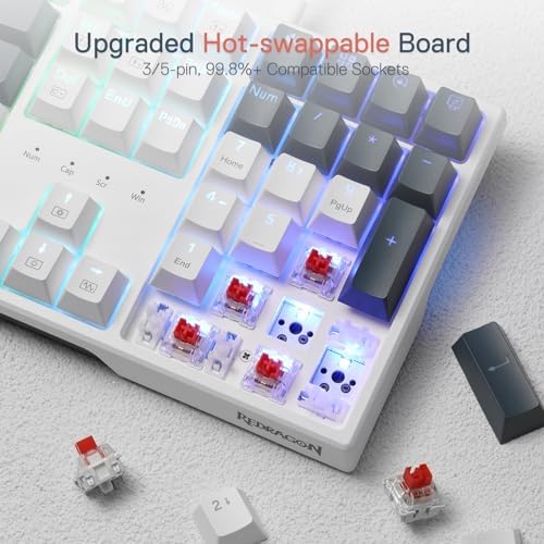 Redragon K668 RGB Gaming Keyboard  108 Keys Wired Mechanical Keyboard w/Extra 4 Hotkeys  Sound Absorbing Foams  Upgraded Hot swappable Socket  Mixed Color Keycaps x 2 Sets  Red Switch
