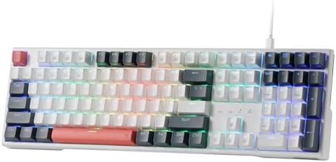 Redragon K668 RGB Gaming Keyboard  108 Keys Wired Mechanical Keyboard w/Extra 4 Hotkeys  Sound Absorbing Foams  Upgraded Hot swappable Socket  Mixed Color Keycaps x 2 Sets  Red Switch