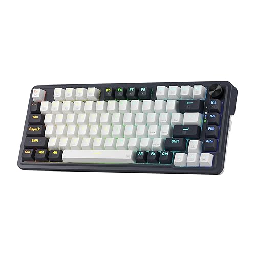 Redragon K673 PRO 75  Wireless Gasket RGB Gaming Keyboard  3 Modes 81 Keys Compact Mechanical Keyboard Hot Swap Socket  Dedicated Knob Control and Sound Absorbing Pads  Linear Red Switch