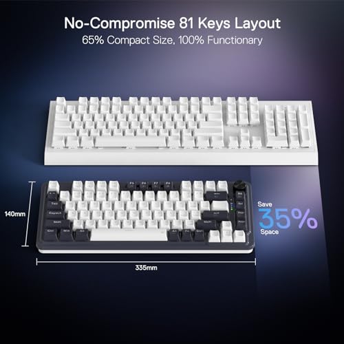 Redragon K673 PRO 75  Wireless Gasket RGB Gaming Keyboard  3 Modes 81 Keys Compact Mechanical Keyboard Hot Swap Socket  Dedicated Knob Control and Sound Absorbing Pads  Linear Red Switch