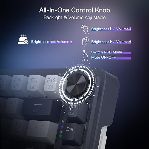 Redragon K673 PRO 75  Wireless Gasket RGB Gaming Keyboard  3 Modes 81 Keys Compact Mechanical Keyboard Hot Swap Socket  Dedicated Knob Control and Sound Absorbing Pads  Linear Red Switch