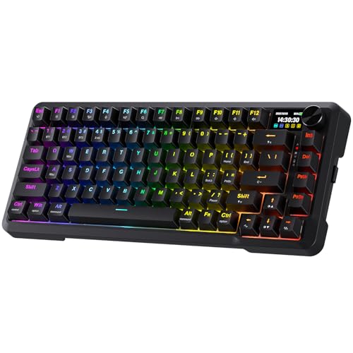 Redragon K724 PRO Wireless Gasket Gaming Keyboard w/Hype Screen & Knob  81 Key Mechanical Keyboard  Easy Control 1 14   TFT Info Display  5 Layer Noise Dampening  Custom Linear Switch