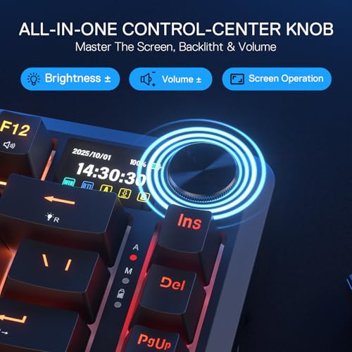 Redragon K724 PRO Wireless Gasket Gaming Keyboard w/Hype Screen & Knob  81 Key Mechanical Keyboard  Easy Control 1 14   TFT Info Display  5 Layer Noise Dampening  Custom Linear Switch