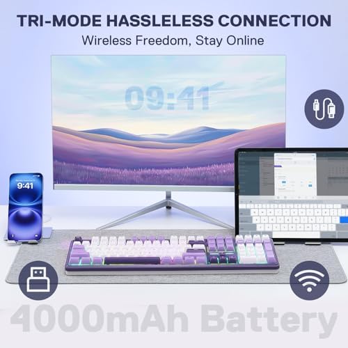 Redragon K745 PRO Wireless Gasket RGB Gaming Keyboard  108 Keys Mechanical Keyboard w/Extra 4 Hotkeys  Hot Swap South Facing LED Socket  5 Layer Noise Dampening  Round PBT Keycaps  Mint Mambo Switch