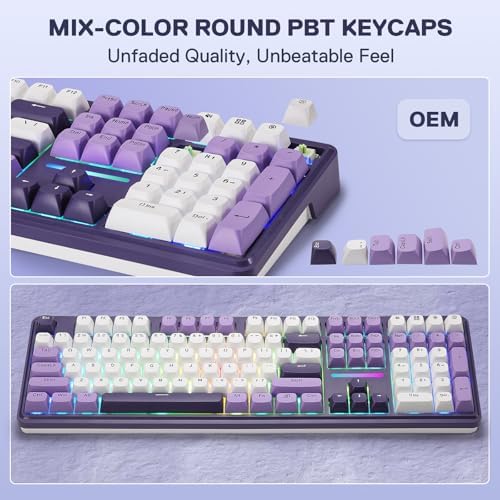 Redragon K745 PRO Wireless Gasket RGB Gaming Keyboard  108 Keys Mechanical Keyboard w/Extra 4 Hotkeys  Hot Swap South Facing LED Socket  5 Layer Noise Dampening  Round PBT Keycaps  Mint Mambo Switch