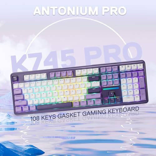 Redragon K745 PRO Wireless Gasket RGB Gaming Keyboard  108 Keys Mechanical Keyboard w/Extra 4 Hotkeys  Hot Swap South Facing LED Socket  5 Layer Noise Dampening  Round PBT Keycaps  Mint Mambo Switch