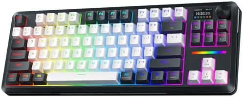 Redragon K746 Wireless Mechanical Keyboard with TFT Screen and Knob  Gasket Gaming Keyboard in TKL Layout  Hot swap Pre Lubed Switches  RGB Backlight  for PC/Mac