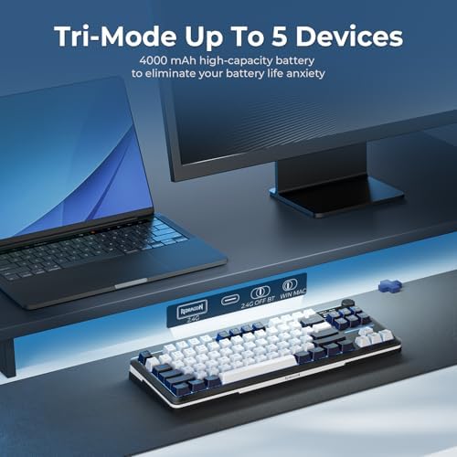 Redragon K746 Wireless Mechanical Keyboard with TFT Screen and Knob  Gasket Gaming Keyboard in TKL Layout  Hot swap Pre Lubed Switches  RGB Backlight  for PC/Mac