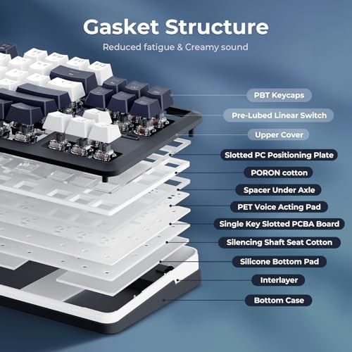 Redragon K746 Wireless Mechanical Keyboard with TFT Screen and Knob  Gasket Gaming Keyboard in TKL Layout  Hot swap Pre Lubed Switches  RGB Backlight  for PC/Mac