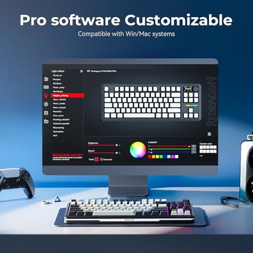 Redragon K746 Wireless Mechanical Keyboard with TFT Screen and Knob  Gasket Gaming Keyboard in TKL Layout  Hot swap Pre Lubed Switches  RGB Backlight  for PC/Mac