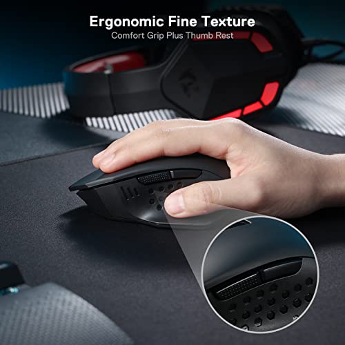 Redragon M656 Gainer Wireless Gaming Mouse  4000 DPI 2 4Ghz Wireless Mouse w/ 5 DPI Levels  7 Macro Buttons  Red LED Backlit & Pro Software/Drive Supported  for PC/Mac/Laptop