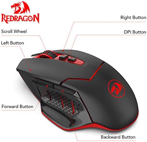 Redragon M690 1 Wireless Gaming Mouse with DPI Shifting  2 Side Buttons  2400 DPI  Ergonomic Design  8 Buttons Black