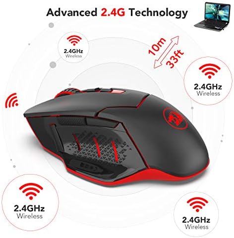 Redragon M690 1 Wireless Gaming Mouse with DPI Shifting  2 Side Buttons  2400 DPI  Ergonomic Design  8 Buttons Black