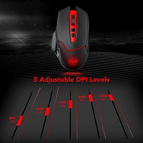 Redragon M690 1 Wireless Gaming Mouse with DPI Shifting  2 Side Buttons  2400 DPI  Ergonomic Design  8 Buttons Black