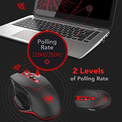 Redragon M690 1 Wireless Gaming Mouse with DPI Shifting  2 Side Buttons  2400 DPI  Ergonomic Design  8 Buttons Black