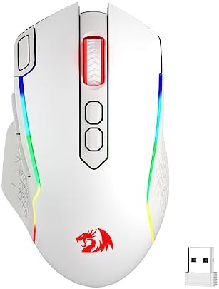 Redragon M810 Pro Wireless Gaming Mouse  10000 DPI Wired/Wireless Mouse w/Rapid Fire Key  8 Macro Buttons  45 Hour Power Capacity and RGB Backlit for PC/Mac/Laptop