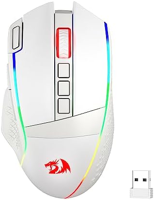 Redragon M810 Pro Wireless Gaming Mouse  10000 DPI Wired/Wireless Mouse w/Rapid Fire Key  8 Macro Buttons  45 Hour Power Capacity and RGB Backlit for PC/Mac/Laptop