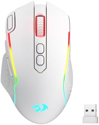 Redragon M810 Pro Wireless Gaming Mouse  10000 DPI Wired/Wireless Mouse w/Rapid Fire Key  8 Macro Buttons  45 Hour Power Capacity and RGB Backlit for PC/Mac/Laptop
