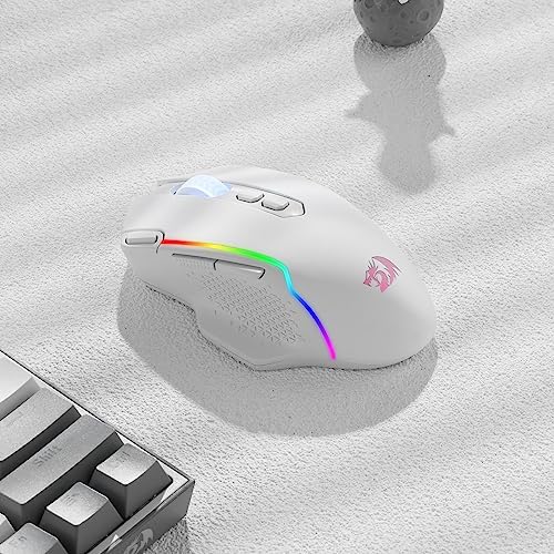 Redragon M810 Pro Wireless Gaming Mouse  10000 DPI Wired/Wireless Mouse w/Rapid Fire Key  8 Macro Buttons  45 Hour Power Capacity and RGB Backlit for PC/Mac/Laptop