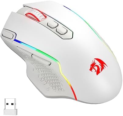 Redragon M810 Pro Wireless Gaming Mouse  10000 DPI Wired/Wireless Mouse w/Rapid Fire Key  8 Macro Buttons  45 Hour Power Capacity and RGB Backlit for PC/Mac/Laptop