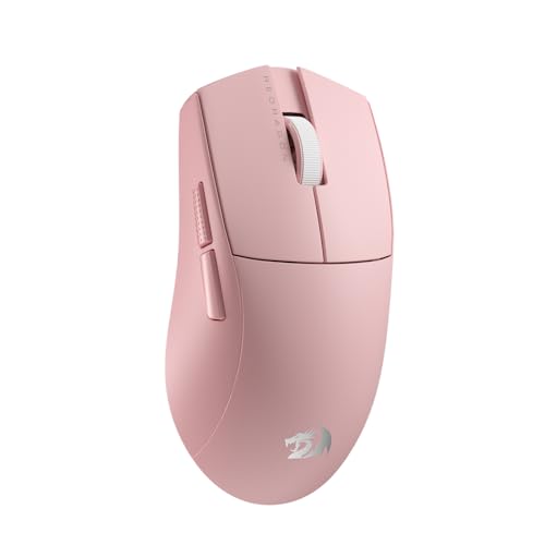 Redragon M916 PRO 3 Mode Wireless Gaming Mouse  49G Ultra Light 26K DPI Mouse w/Ergonomic Natural Grip Build  Full Programmable Buttons  Software Supports DIY Keybinds & DPI  1K Hz  Pink 