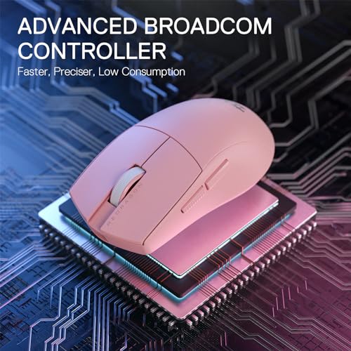 Redragon M916 PRO 3 Mode Wireless Gaming Mouse  49G Ultra Light 26K DPI Mouse w/Ergonomic Natural Grip Build  Full Programmable Buttons  Software Supports DIY Keybinds & DPI  1K Hz  Pink 
