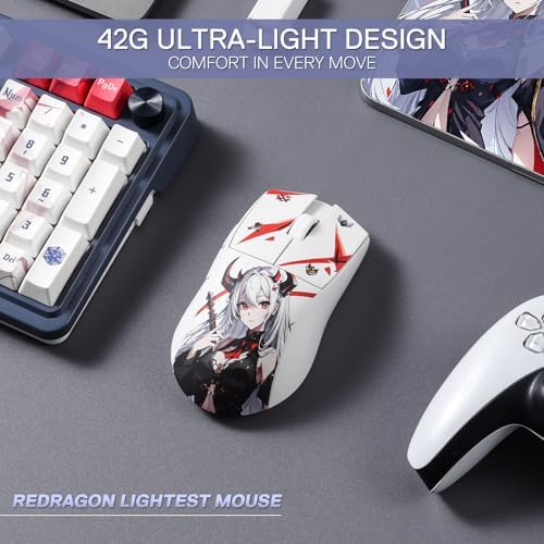 Redragon M916 PRO 3 Mode Wireless Gaming Mouse  Hype Speed 4K Polling Rate  49G Ultra Light 26K DPI Mouse w/Ergonomic Natural Grip Build  Redefinable Macro Buttons  Software Supported