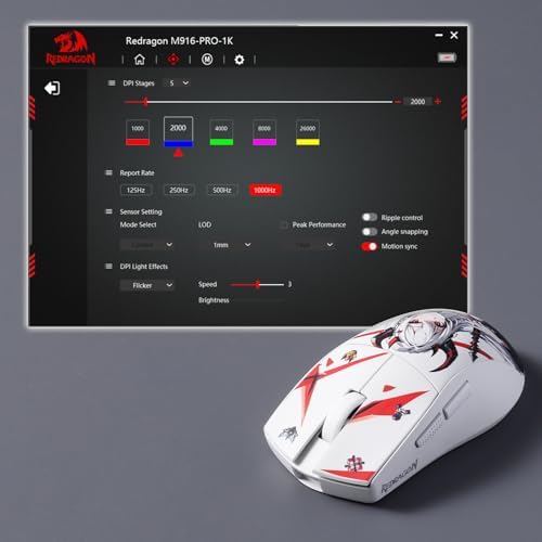 Redragon M916 PRO 3 Mode Wireless Gaming Mouse  Hype Speed 4K Polling Rate  49G Ultra Light 26K DPI Mouse w/Ergonomic Natural Grip Build  Redefinable Macro Buttons  Software Supported